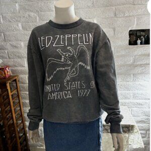 Led Zeppelin Sweatshirt M Unisex Gray USA 1977 Logo EUC